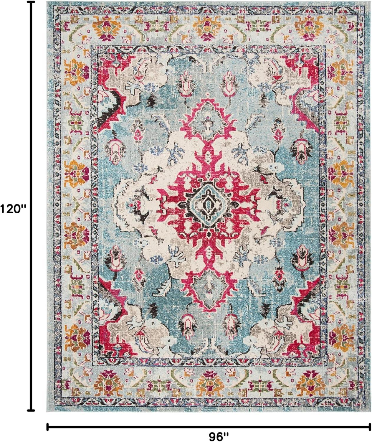 image:imageSAFAVIEH Monaco Collection Area Rug 8 x 11 Violet amp Light Blue NonShedding amp Easy to Clean Distressed Medallion Design Ideal for Living Room Bedroom Dining Space MNC243LLight BlueFuchsia