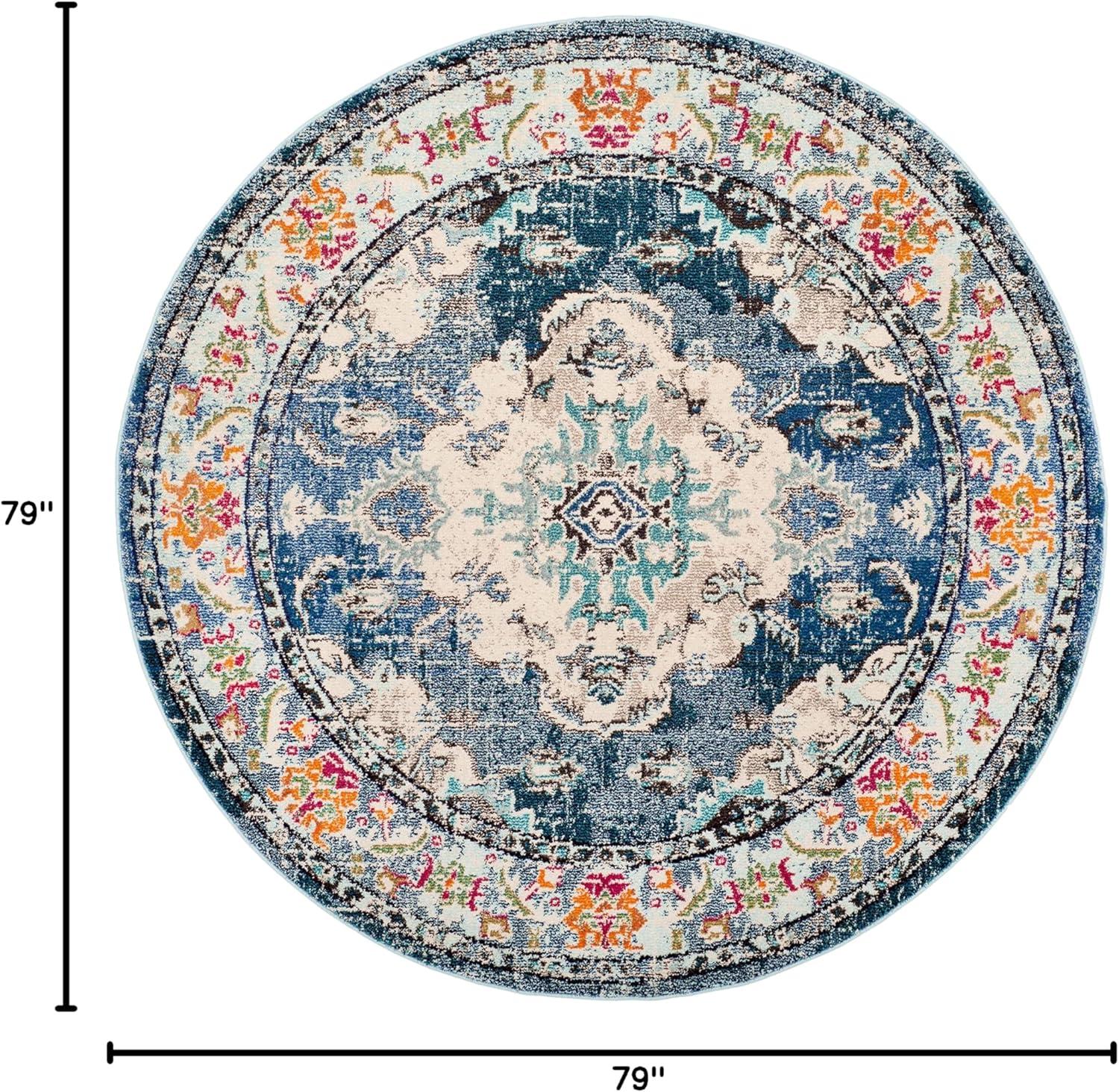 image:imageSAFAVIEH Monaco Collection Area Rug 8 x 11 Violet amp Light Blue NonShedding amp Easy to Clean Distressed Medallion Design Ideal for Living Room Bedroom Dining Space MNC243LNavyLight Blue