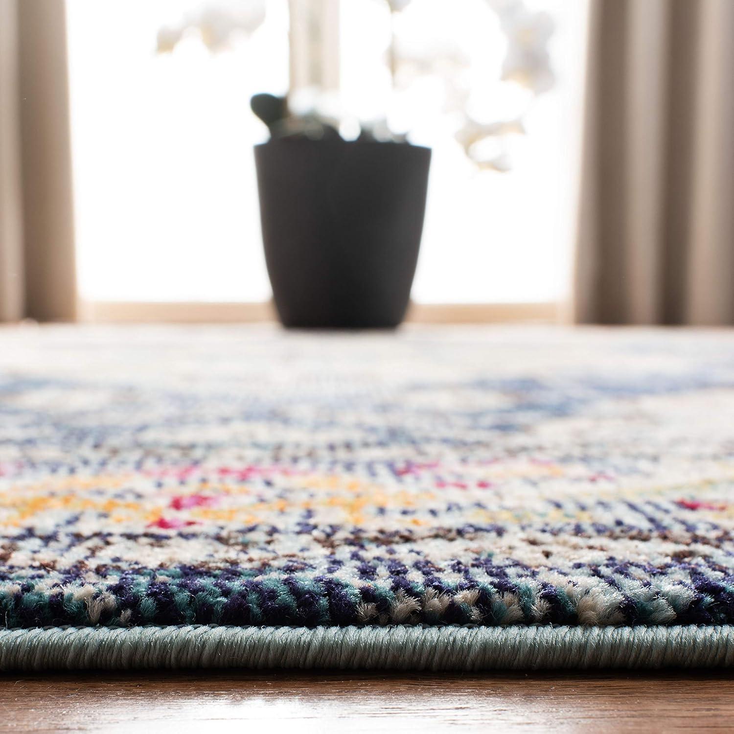 image:imageSAFAVIEH Monaco Collection Area Rug 8 x 11 Violet amp Light Blue NonShedding amp Easy to Clean Distressed Medallion Design Ideal for Living Room Bedroom Dining Space MNC243LNavyLight Blue