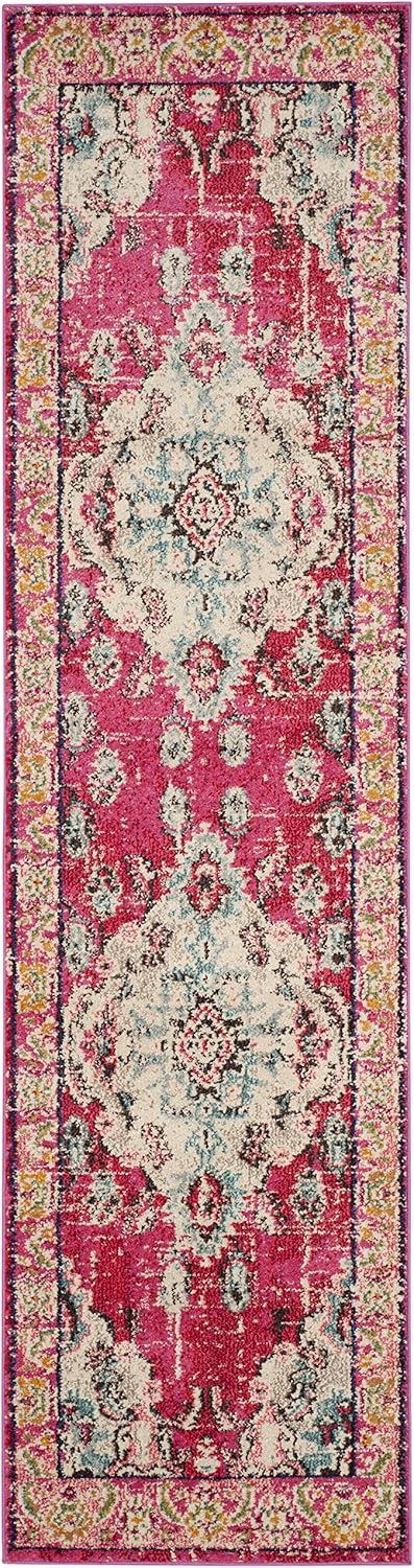 image:imageSAFAVIEH Monaco Collection Area Rug 8 x 11 Violet amp Light Blue NonShedding amp Easy to Clean Distressed Medallion Design Ideal for Living Room Bedroom Dining Space MNC243LPinkMulti