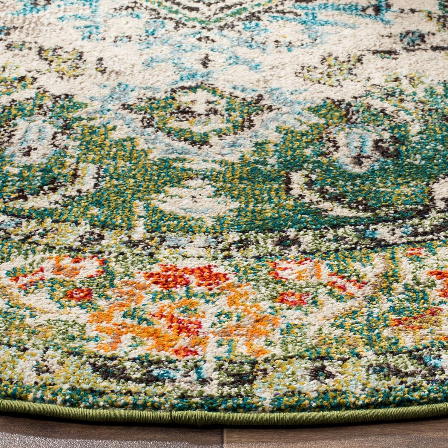 image:imageSAFAVIEH Monaco Collection Area Rug 8 x 11 Violet amp Light Blue NonShedding amp Easy to Clean Distressed Medallion Design Ideal for Living Room Bedroom Dining Space MNC243LForest GreenLight Blue