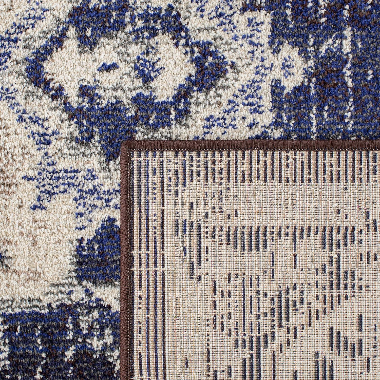 image:imageSAFAVIEH Monaco Collection Area Rug 8 x 11 Violet amp Light Blue NonShedding amp Easy to Clean Distressed Medallion Design Ideal for Living Room Bedroom Dining Space MNC243LIvoryNavy