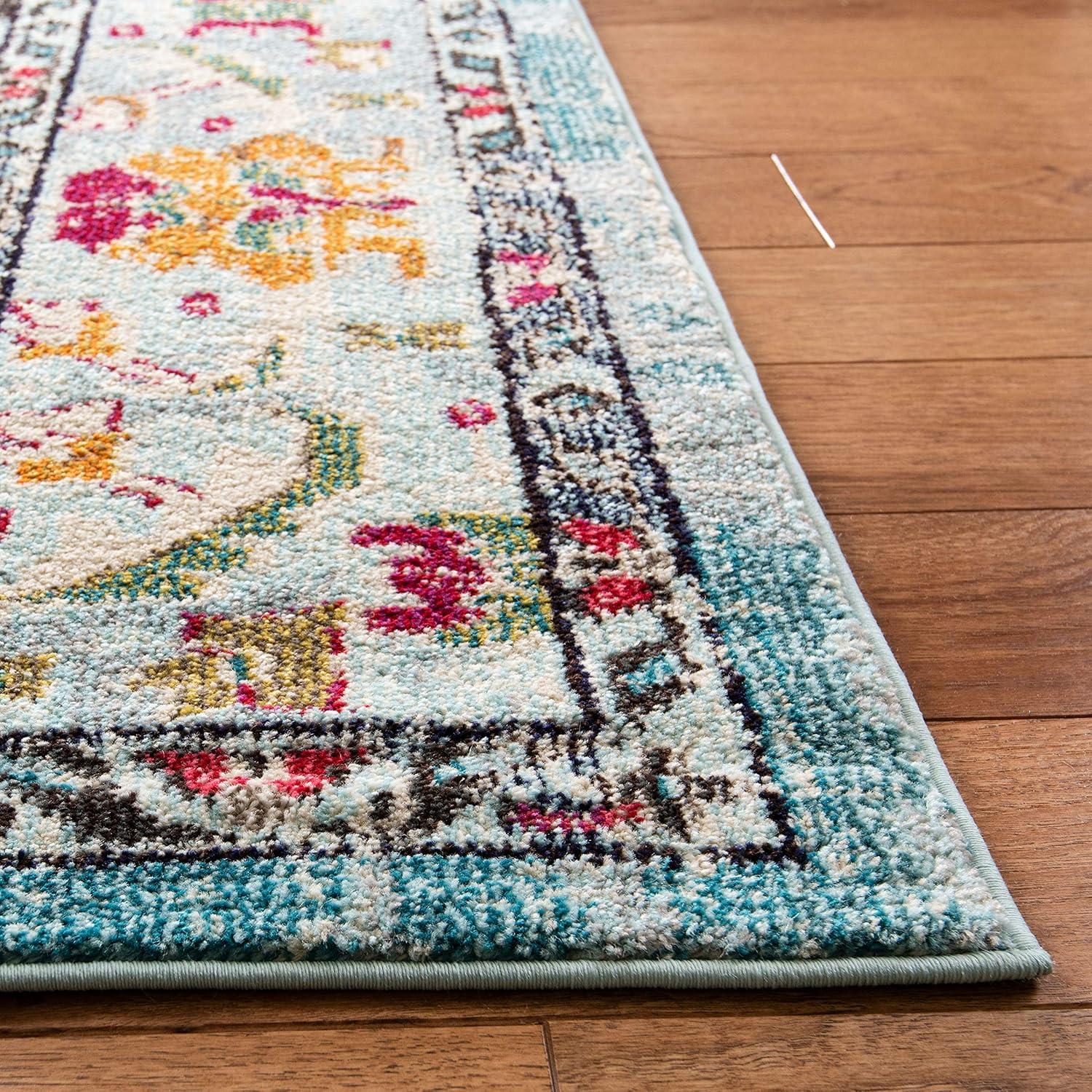image:imageSAFAVIEH Monaco Collection Area Rug 8 x 11 Violet amp Light Blue NonShedding amp Easy to Clean Distressed Medallion Design Ideal for Living Room Bedroom Dining Space MNC243LLight BlueFuchsia