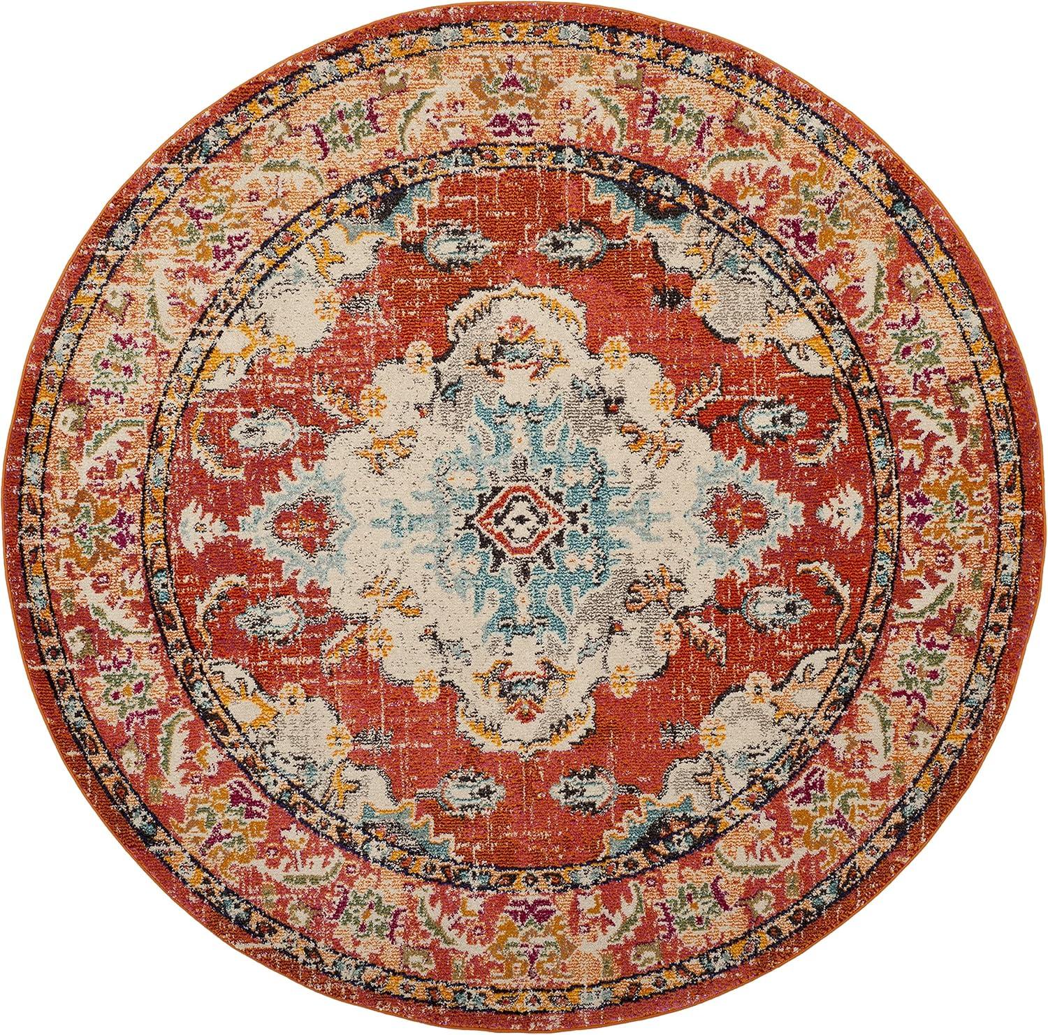 image:imageSAFAVIEH Monaco Collection Area Rug 8 x 11 Violet amp Light Blue NonShedding amp Easy to Clean Distressed Medallion Design Ideal for Living Room Bedroom Dining Space MNC243LOrangeLight Blue