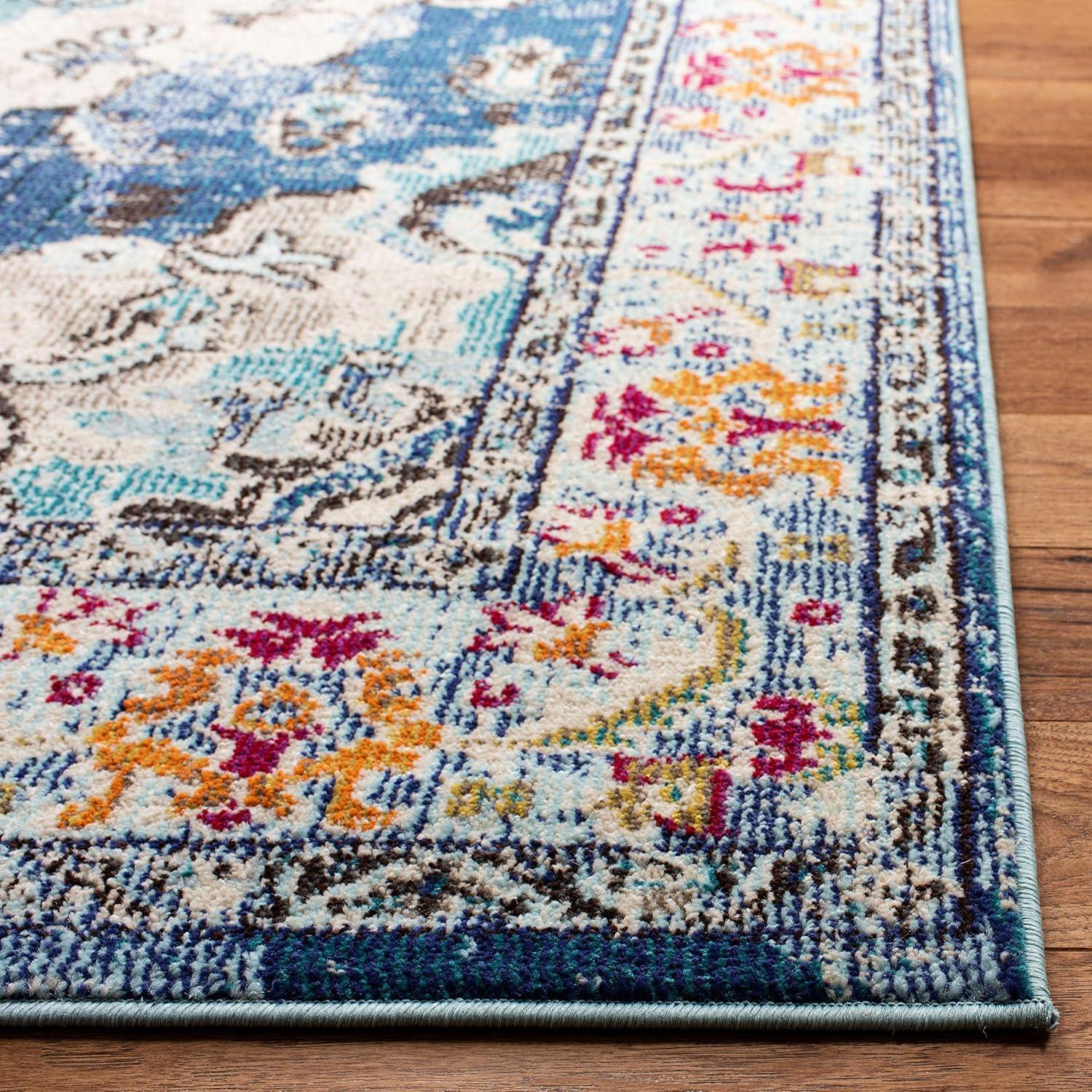 image:imageSAFAVIEH Monaco Collection Area Rug 8 x 11 Violet amp Light Blue NonShedding amp Easy to Clean Distressed Medallion Design Ideal for Living Room Bedroom Dining Space MNC243LNavyLight Blue
