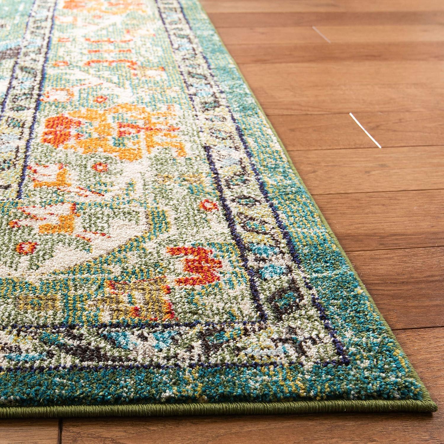 image:imageSAFAVIEH Monaco Collection Area Rug 8 x 11 Violet amp Light Blue NonShedding amp Easy to Clean Distressed Medallion Design Ideal for Living Room Bedroom Dining Space MNC243LForest GreenLight Blue