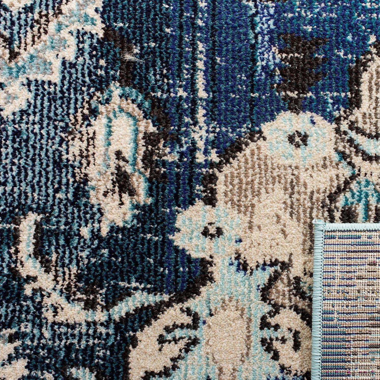 image:imageSAFAVIEH Monaco Collection Area Rug 8 x 11 Violet amp Light Blue NonShedding amp Easy to Clean Distressed Medallion Design Ideal for Living Room Bedroom Dining Space MNC243LNavyLight Blue