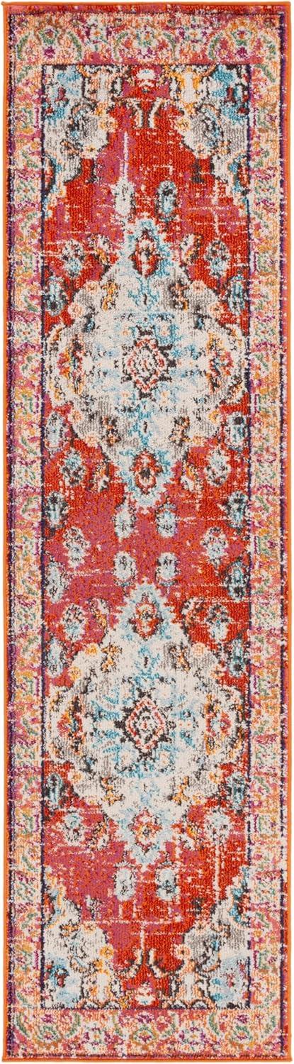 image:imageSAFAVIEH Monaco Collection Area Rug 8 x 11 Violet amp Light Blue NonShedding amp Easy to Clean Distressed Medallion Design Ideal for Living Room Bedroom Dining Space MNC243LOrangeLight Blue