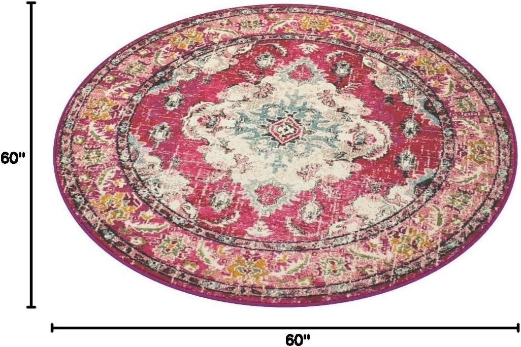 image:imageSAFAVIEH Monaco Collection Area Rug 8 x 11 Violet amp Light Blue NonShedding amp Easy to Clean Distressed Medallion Design Ideal for Living Room Bedroom Dining Space MNC243LPinkMulti