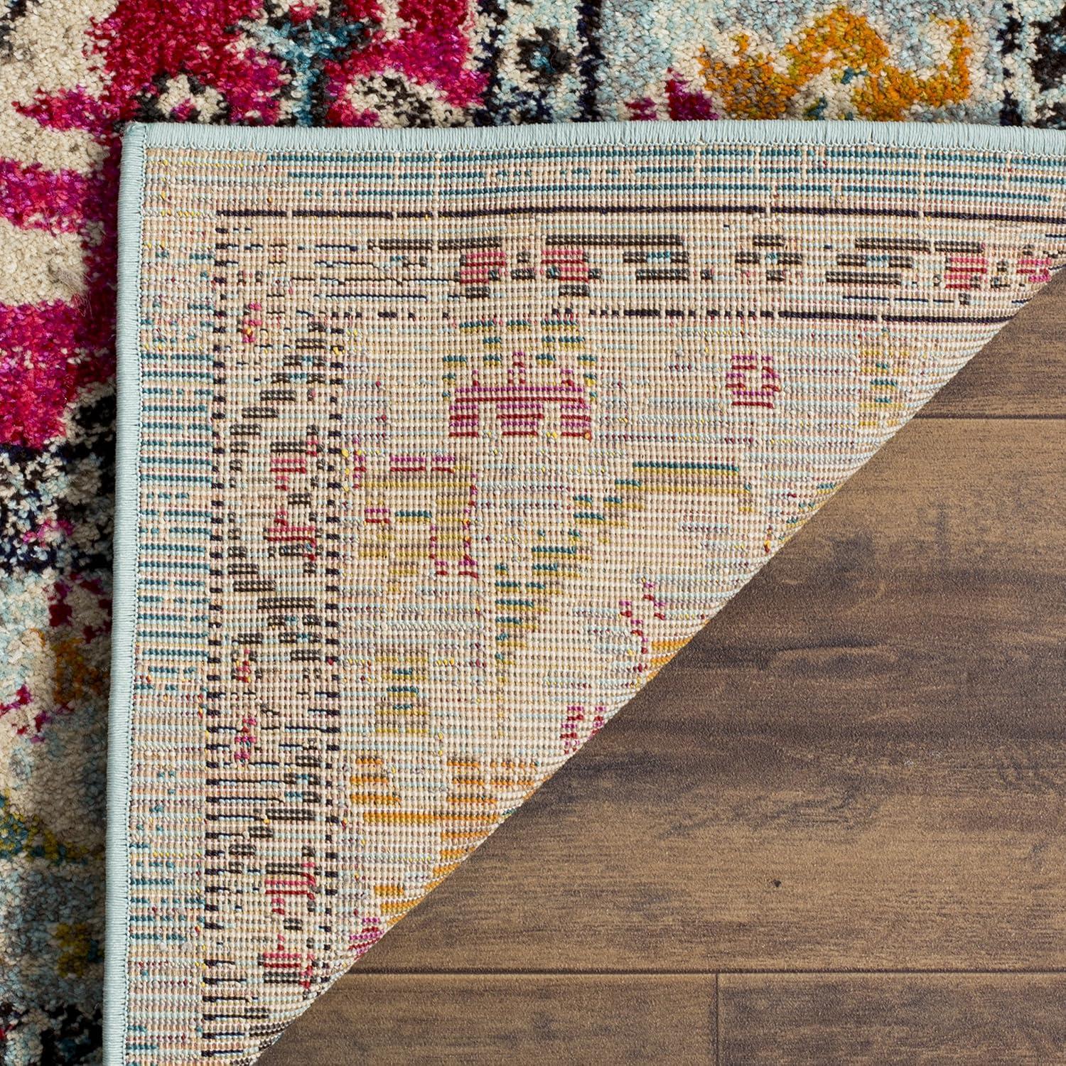 image:imageSAFAVIEH Monaco Collection Area Rug 8 x 11 Violet amp Light Blue NonShedding amp Easy to Clean Distressed Medallion Design Ideal for Living Room Bedroom Dining Space MNC243LLight BlueFuchsia
