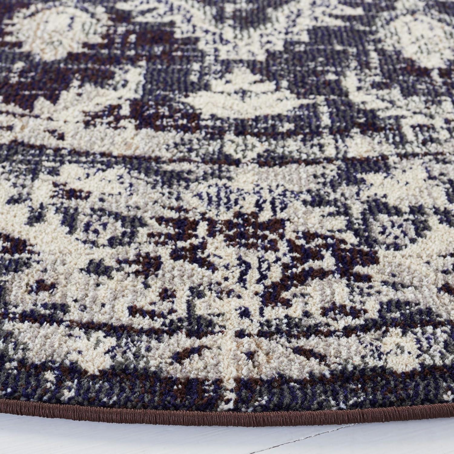 image:imageSAFAVIEH Monaco Collection Area Rug 8 x 11 Violet amp Light Blue NonShedding amp Easy to Clean Distressed Medallion Design Ideal for Living Room Bedroom Dining Space MNC243LIvoryNavy