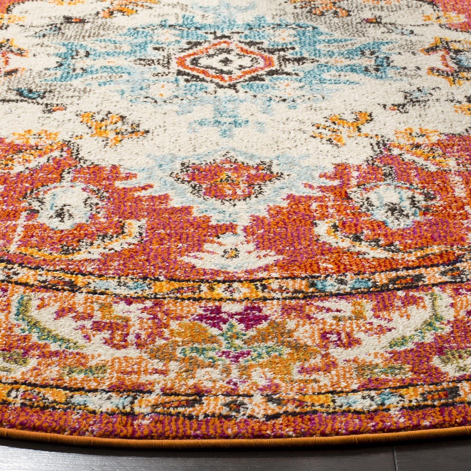 image:imageSAFAVIEH Monaco Collection Area Rug 8 x 11 Violet amp Light Blue NonShedding amp Easy to Clean Distressed Medallion Design Ideal for Living Room Bedroom Dining Space MNC243LOrangeLight Blue