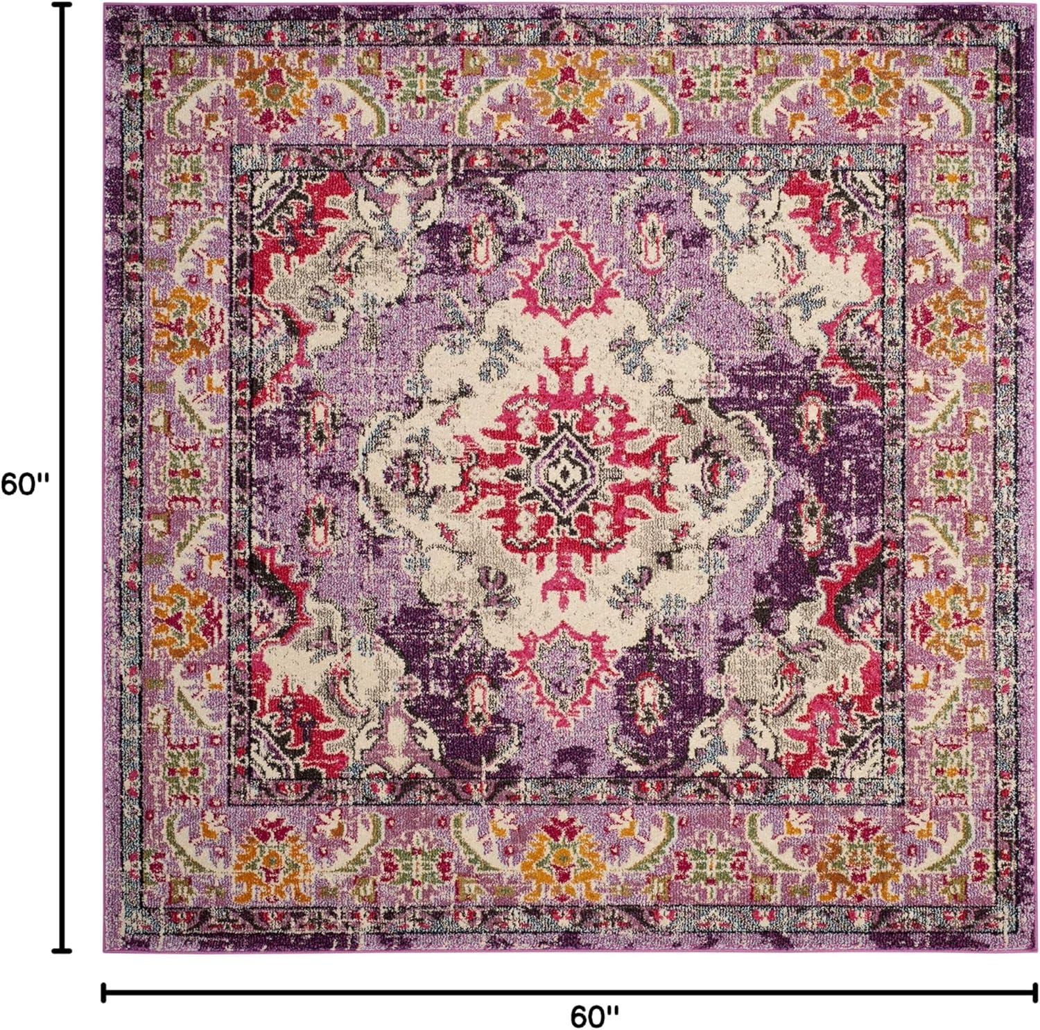 image:imageSAFAVIEH Monaco Collection Area Rug 8 x 11 Violet amp Light Blue NonShedding amp Easy to Clean Distressed Medallion Design Ideal for Living Room Bedroom Dining Space MNC243LVioletFuchsia