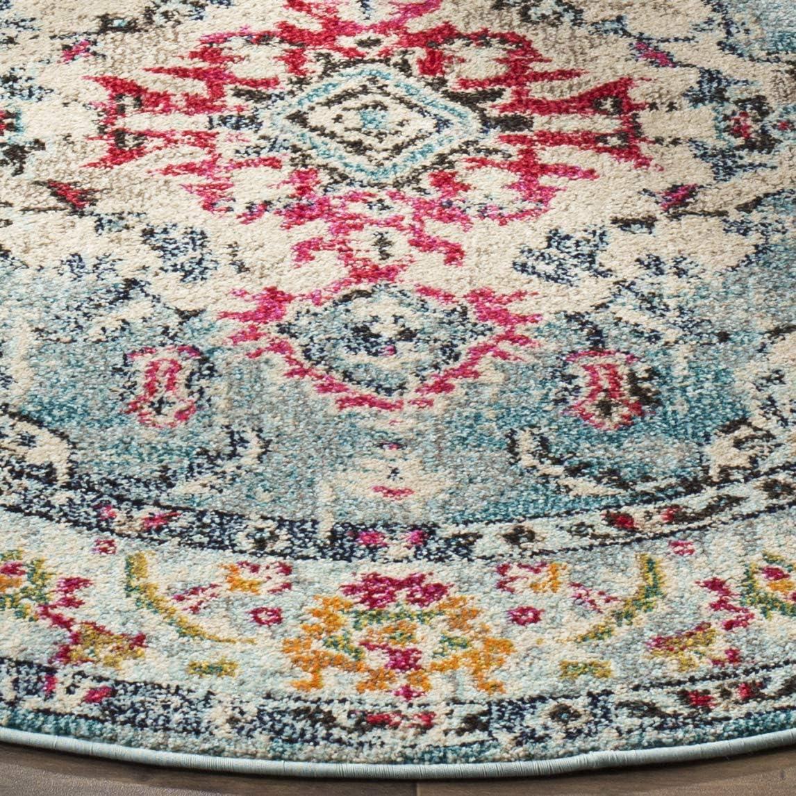 image:imageSAFAVIEH Monaco Collection Area Rug 8 x 11 Violet amp Light Blue NonShedding amp Easy to Clean Distressed Medallion Design Ideal for Living Room Bedroom Dining Space MNC243LLight BlueFuchsia