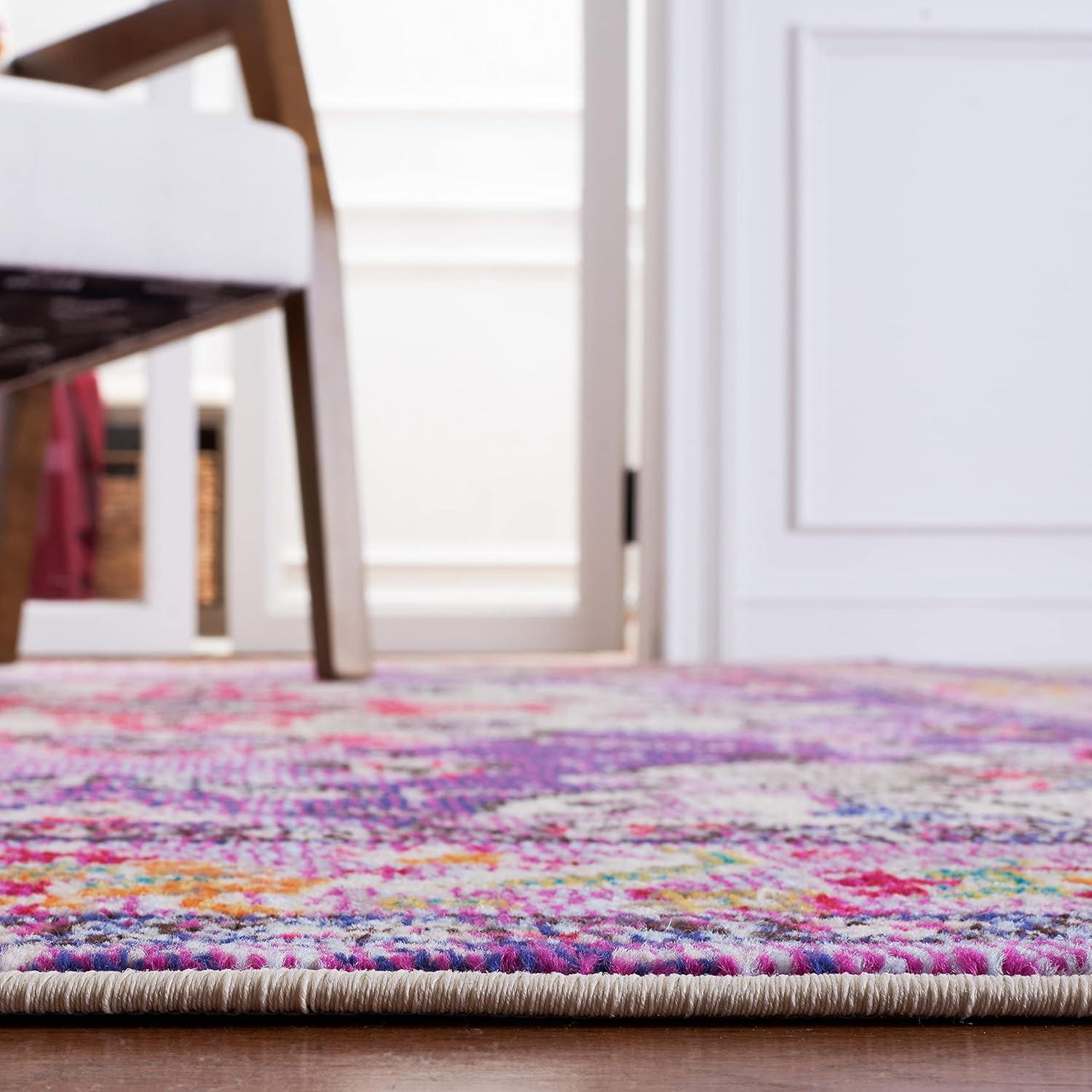 image:imageSAFAVIEH Monaco Collection Area Rug 8 x 11 Violet amp Light Blue NonShedding amp Easy to Clean Distressed Medallion Design Ideal for Living Room Bedroom Dining Space MNC243LVioletFuchsia