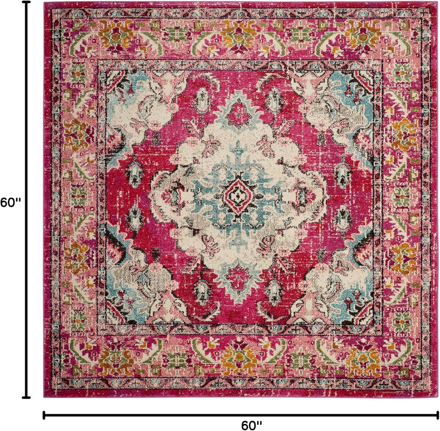 image:imageSAFAVIEH Monaco Collection Area Rug 8 x 11 Violet amp Light Blue NonShedding amp Easy to Clean Distressed Medallion Design Ideal for Living Room Bedroom Dining Space MNC243LPinkMulti