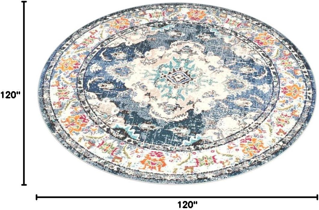 image:imageSAFAVIEH Monaco Collection Area Rug 8 x 11 Violet amp Light Blue NonShedding amp Easy to Clean Distressed Medallion Design Ideal for Living Room Bedroom Dining Space MNC243LNavyLight Blue