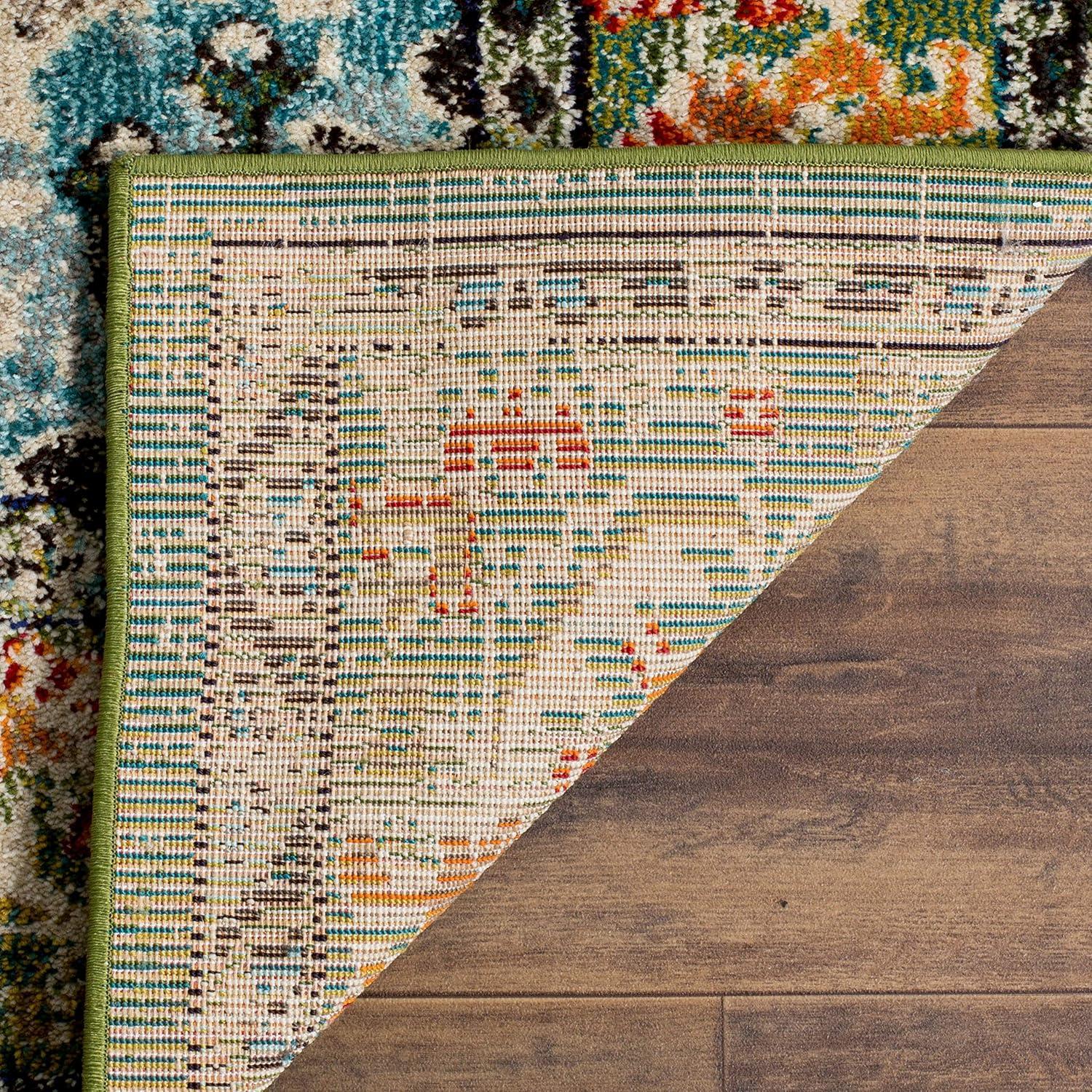 image:imageSAFAVIEH Monaco Collection Area Rug 8 x 11 Violet amp Light Blue NonShedding amp Easy to Clean Distressed Medallion Design Ideal for Living Room Bedroom Dining Space MNC243LForest GreenLight Blue