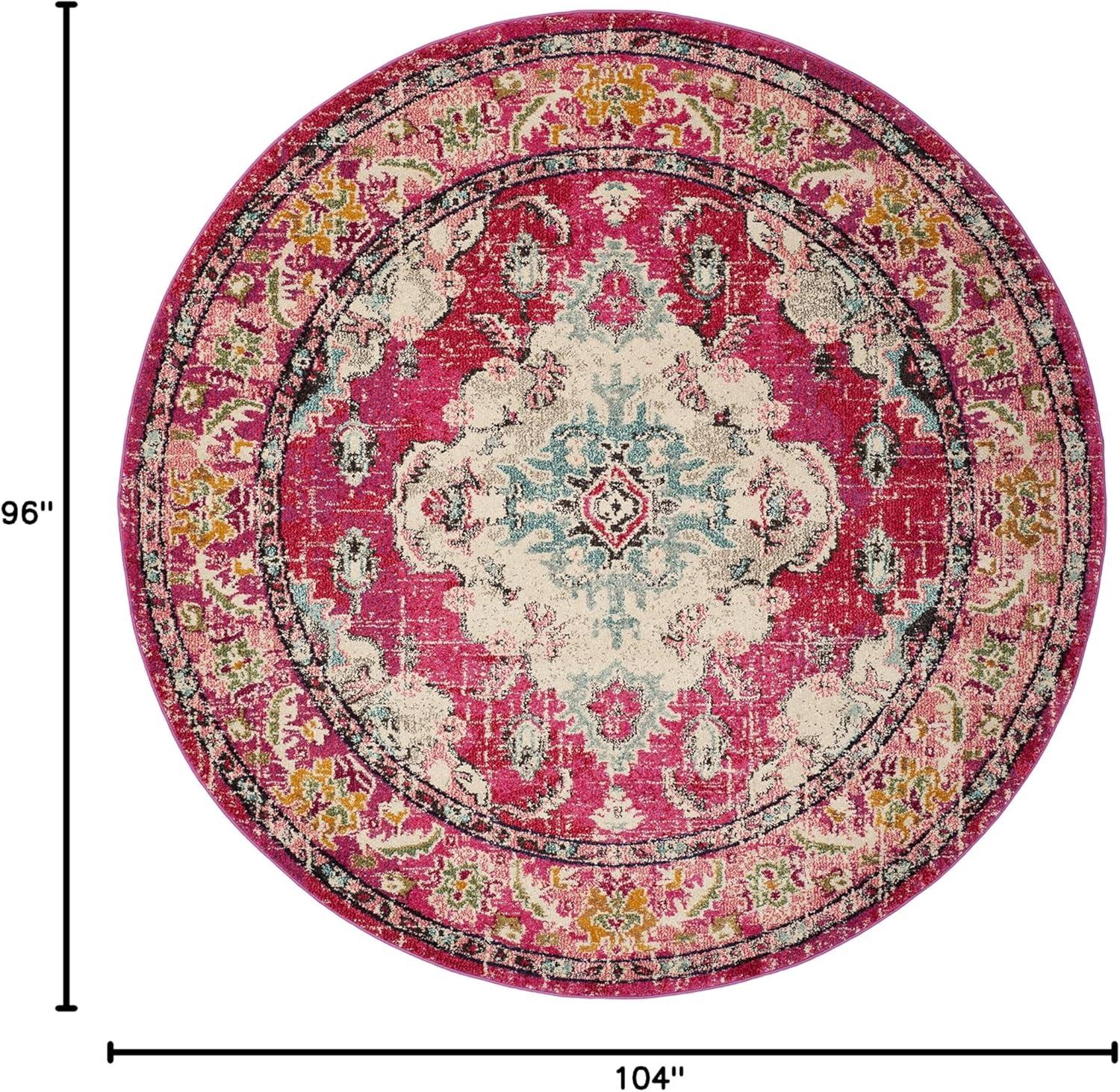 image:imageSAFAVIEH Monaco Collection Area Rug 8 x 11 Violet amp Light Blue NonShedding amp Easy to Clean Distressed Medallion Design Ideal for Living Room Bedroom Dining Space MNC243LPinkMulti