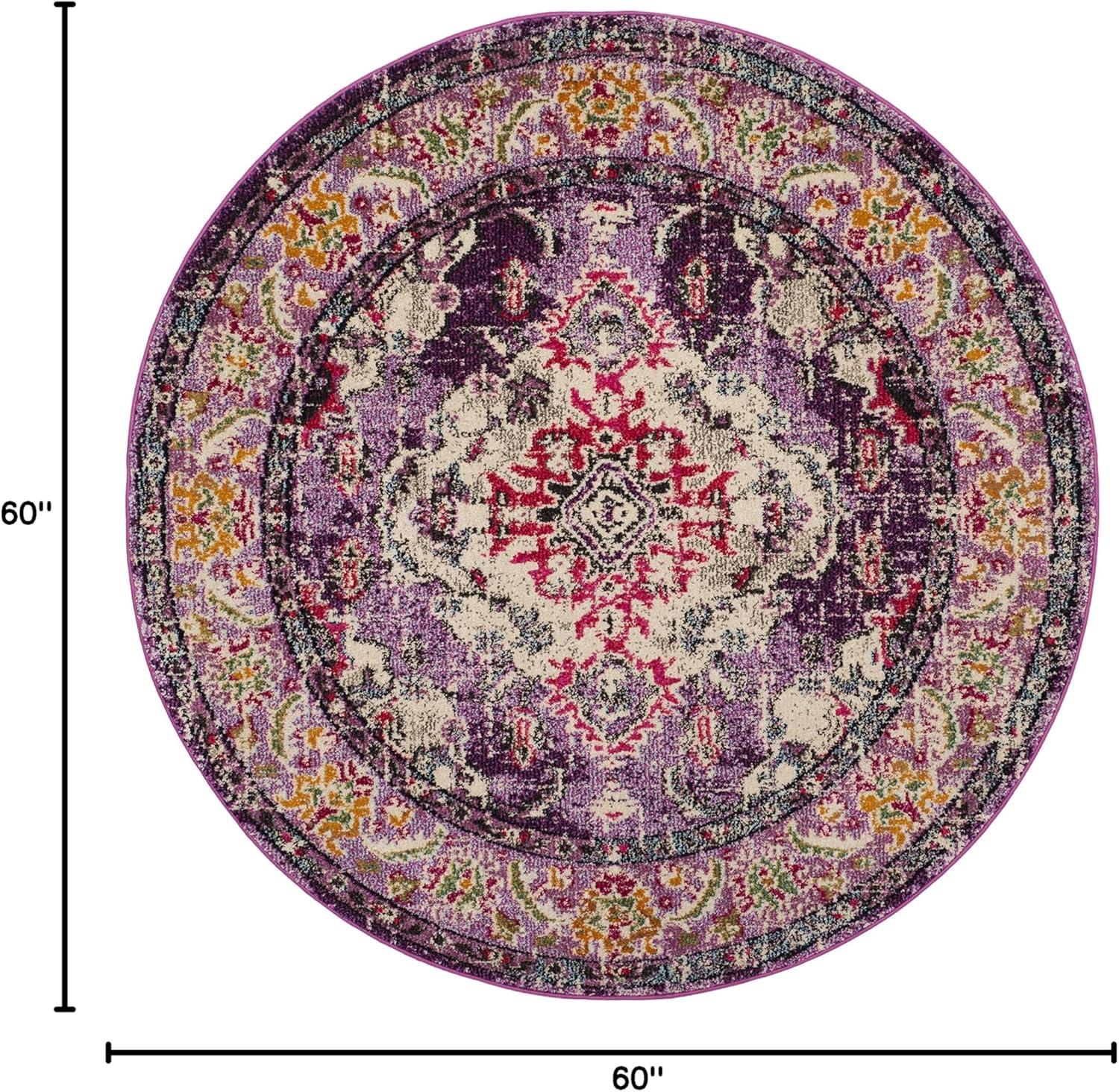 image:imageSAFAVIEH Monaco Collection Area Rug 8 x 11 Violet amp Light Blue NonShedding amp Easy to Clean Distressed Medallion Design Ideal for Living Room Bedroom Dining Space MNC243LVioletFuchsia