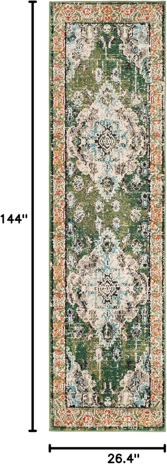 image:imageSAFAVIEH Monaco Collection Area Rug 8 x 11 Violet amp Light Blue NonShedding amp Easy to Clean Distressed Medallion Design Ideal for Living Room Bedroom Dining Space MNC243LForest GreenLight Blue