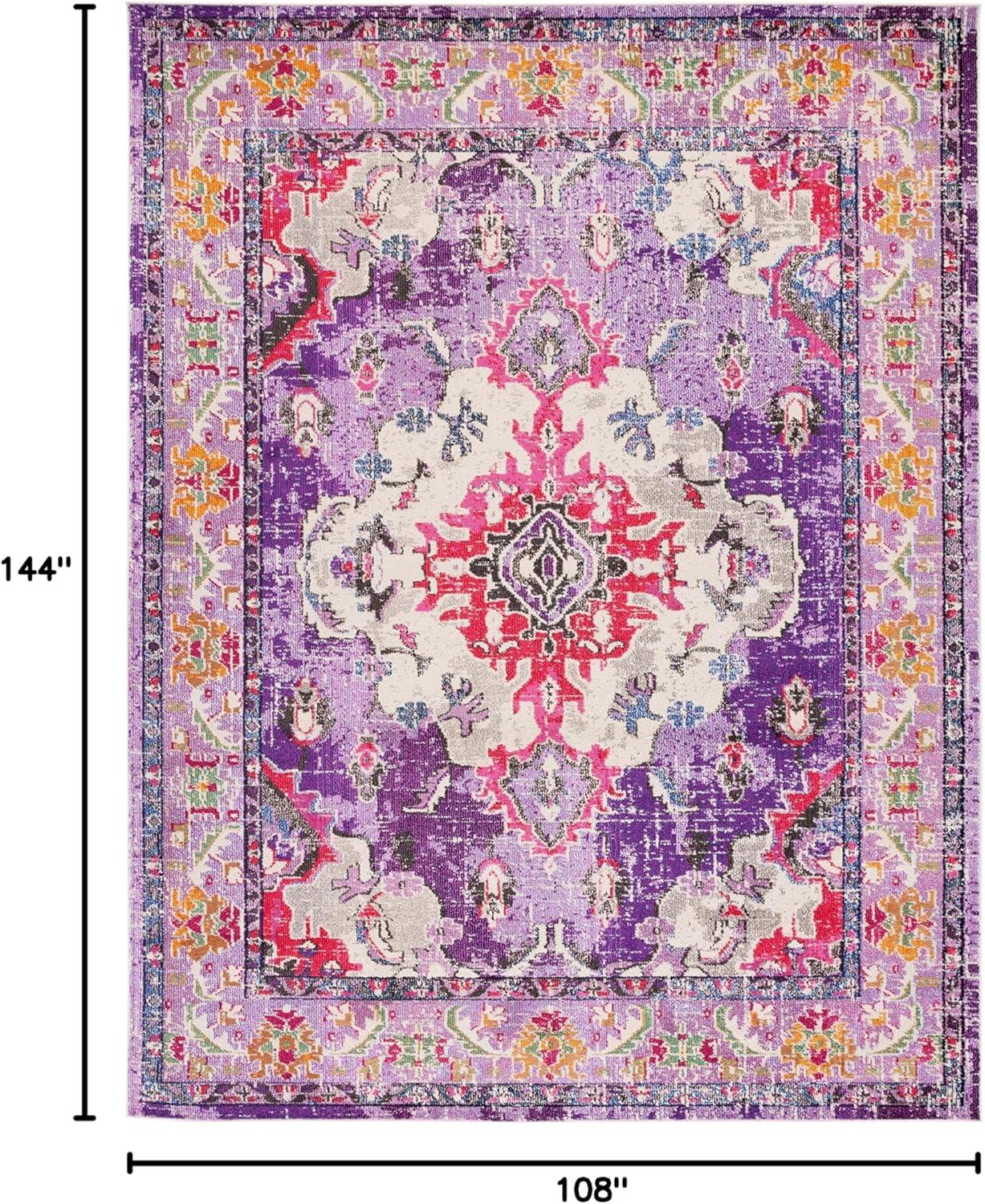 image:imageSAFAVIEH Monaco Collection Area Rug 8 x 11 Violet amp Light Blue NonShedding amp Easy to Clean Distressed Medallion Design Ideal for Living Room Bedroom Dining Space MNC243LVioletFuchsia