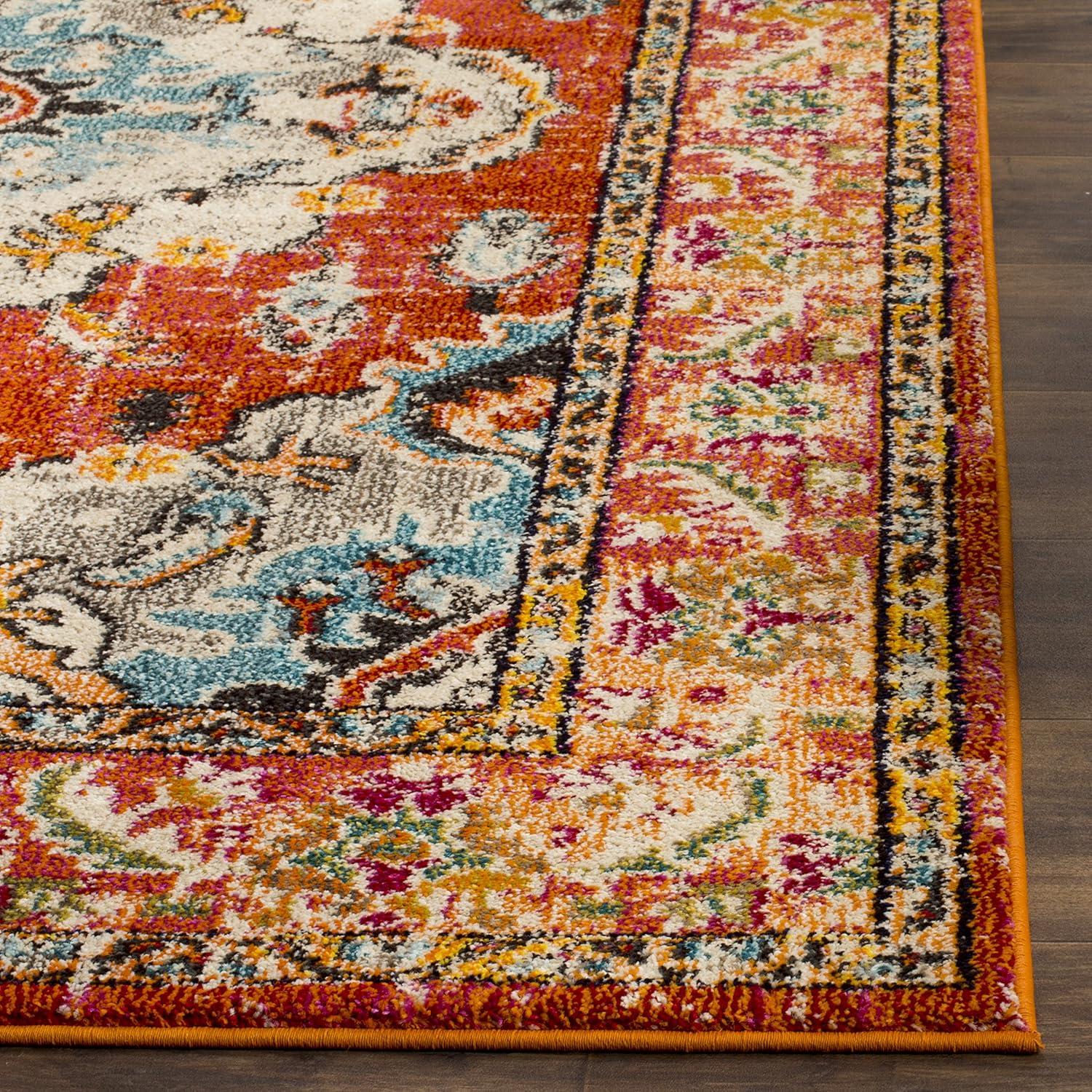 image:imageSAFAVIEH Monaco Collection Area Rug 8 x 11 Violet amp Light Blue NonShedding amp Easy to Clean Distressed Medallion Design Ideal for Living Room Bedroom Dining Space MNC243LOrangeLight Blue