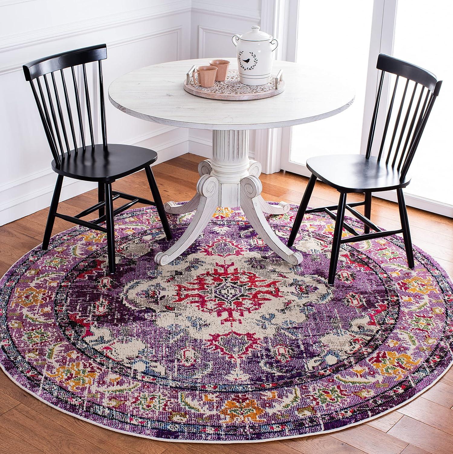 image:imageSAFAVIEH Monaco Collection Area Rug 8 x 11 Violet amp Light Blue NonShedding amp Easy to Clean Distressed Medallion Design Ideal for Living Room Bedroom Dining Space MNC243LVioletFuchsia