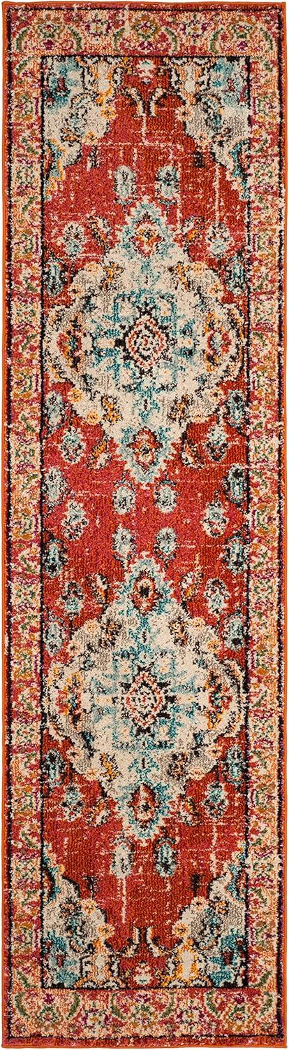 image:imageSAFAVIEH Monaco Collection Area Rug 8 x 11 Violet amp Light Blue NonShedding amp Easy to Clean Distressed Medallion Design Ideal for Living Room Bedroom Dining Space MNC243LOrangeLight Blue