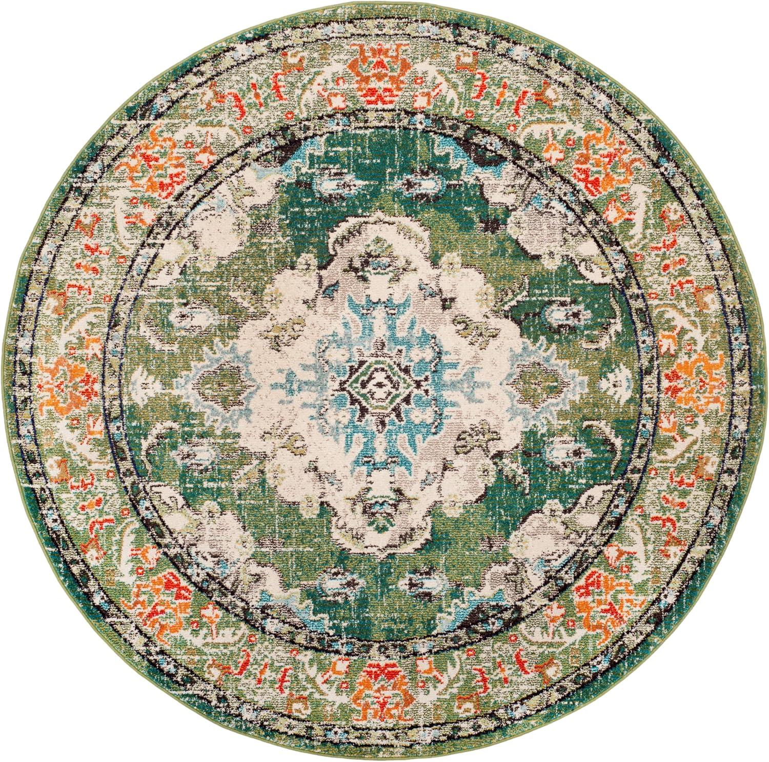 image:imageSAFAVIEH Monaco Collection Area Rug 8 x 11 Violet amp Light Blue NonShedding amp Easy to Clean Distressed Medallion Design Ideal for Living Room Bedroom Dining Space MNC243LForest GreenLight Blue