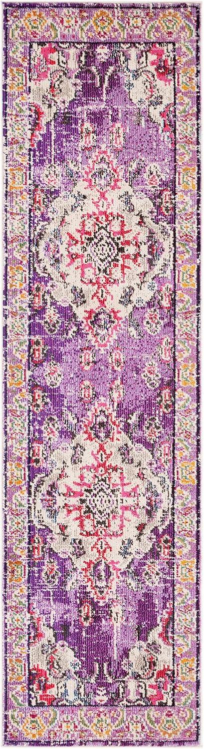 image:imageSAFAVIEH Monaco Collection Area Rug 8 x 11 Violet amp Light Blue NonShedding amp Easy to Clean Distressed Medallion Design Ideal for Living Room Bedroom Dining Space MNC243LVioletFuchsia