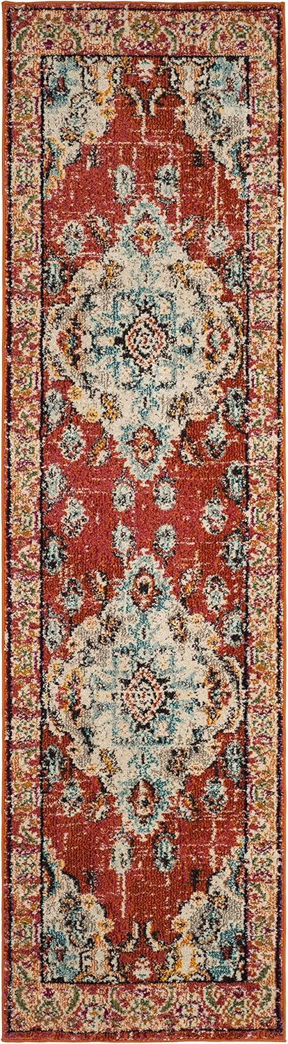 image:imageSAFAVIEH Monaco Collection Area Rug 8 x 11 Violet amp Light Blue NonShedding amp Easy to Clean Distressed Medallion Design Ideal for Living Room Bedroom Dining Space MNC243LOrangeLight Blue