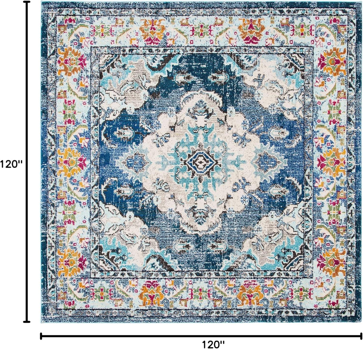image:imageSAFAVIEH Monaco Collection Area Rug 8 x 11 Violet amp Light Blue NonShedding amp Easy to Clean Distressed Medallion Design Ideal for Living Room Bedroom Dining Space MNC243LNavyLight Blue