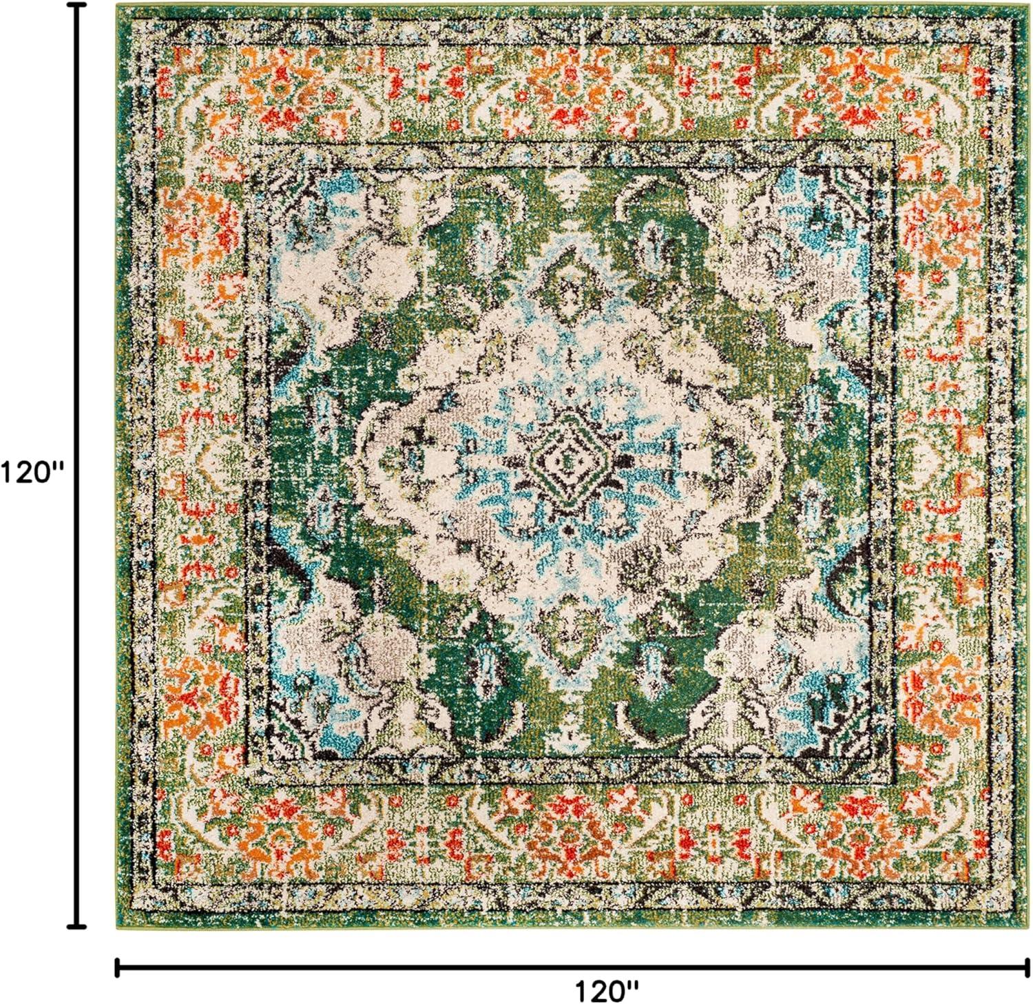 image:imageSAFAVIEH Monaco Collection Area Rug 8 x 11 Violet amp Light Blue NonShedding amp Easy to Clean Distressed Medallion Design Ideal for Living Room Bedroom Dining Space MNC243LForest GreenLight Blue
