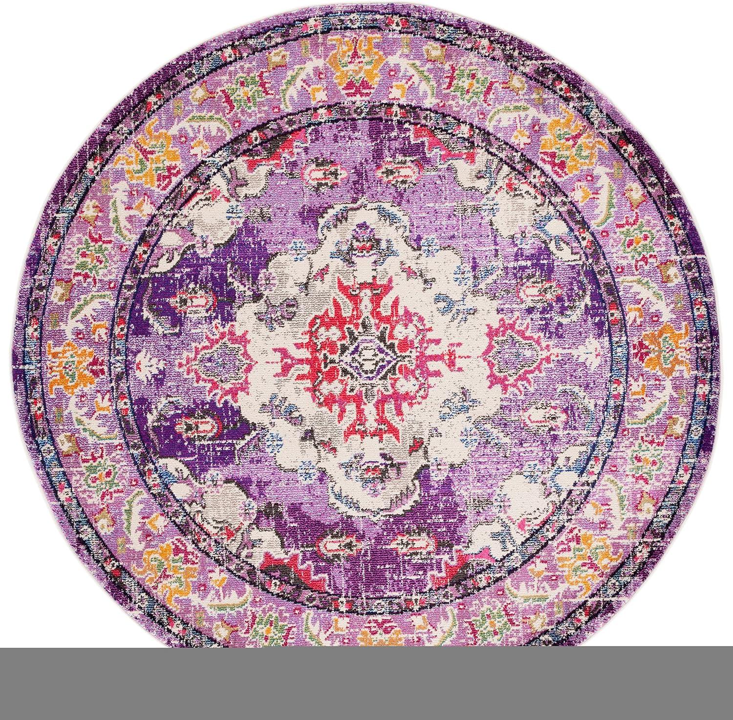 image:imageSAFAVIEH Monaco Collection Area Rug 8 x 11 Violet amp Light Blue NonShedding amp Easy to Clean Distressed Medallion Design Ideal for Living Room Bedroom Dining Space MNC243LVioletFuchsia