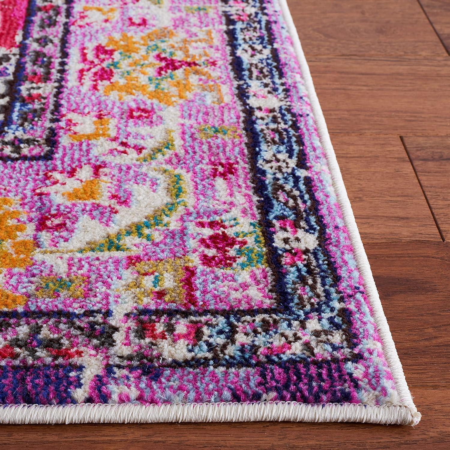 image:imageSAFAVIEH Monaco Collection Area Rug 8 x 11 Violet amp Light Blue NonShedding amp Easy to Clean Distressed Medallion Design Ideal for Living Room Bedroom Dining Space MNC243LVioletFuchsia