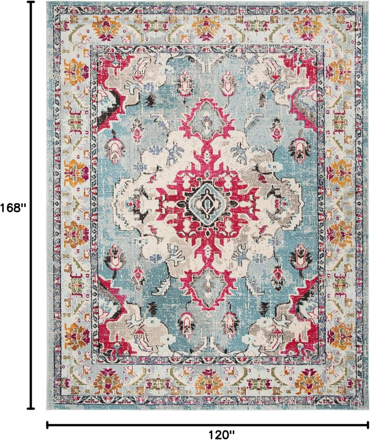 image:imageSAFAVIEH Monaco Collection Area Rug 8 x 11 Violet amp Light Blue NonShedding amp Easy to Clean Distressed Medallion Design Ideal for Living Room Bedroom Dining Space MNC243LLight BlueFuchsia