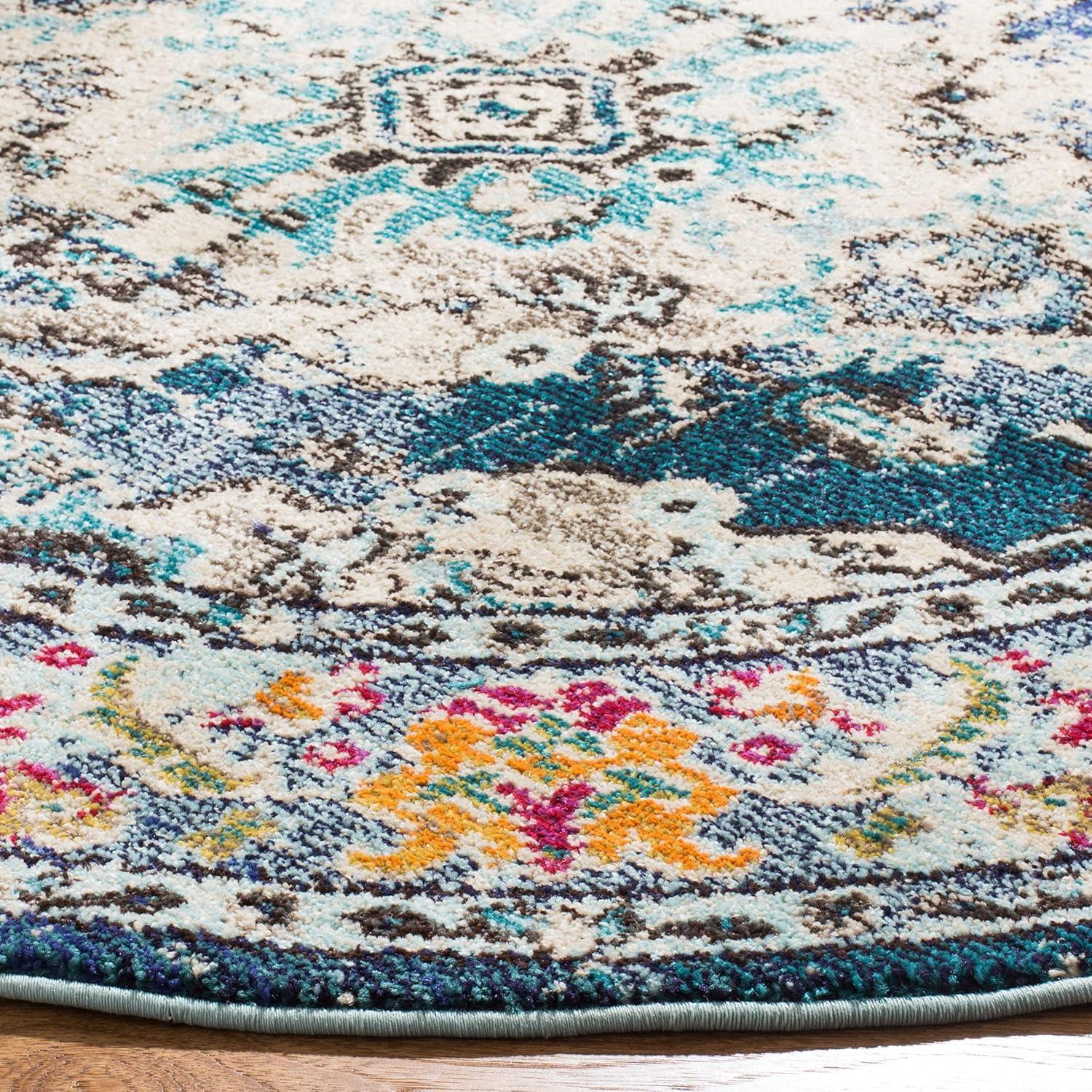 image:imageSAFAVIEH Monaco Collection Area Rug 8 x 11 Violet amp Light Blue NonShedding amp Easy to Clean Distressed Medallion Design Ideal for Living Room Bedroom Dining Space MNC243LNavyLight Blue