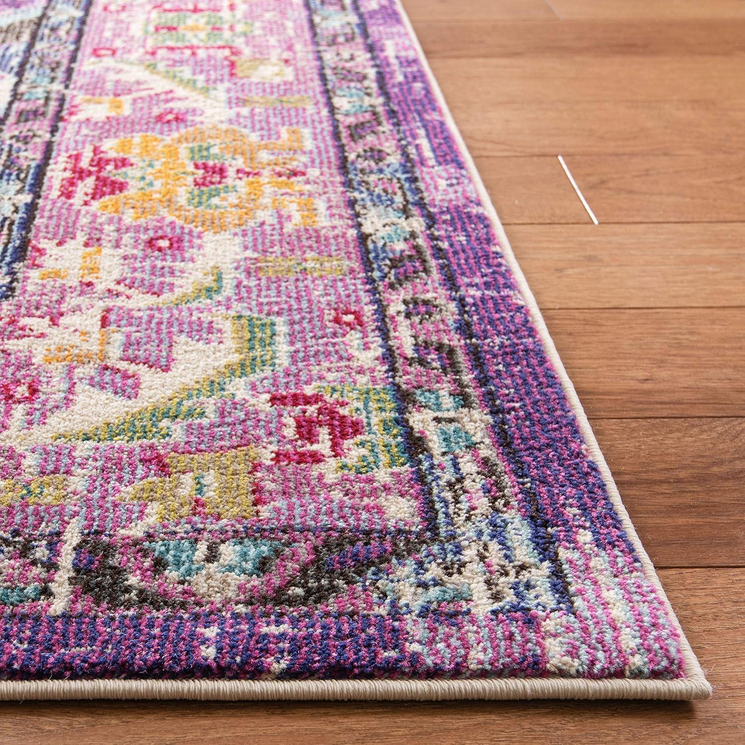 image:imageSAFAVIEH Monaco Collection Area Rug 8 x 11 Violet amp Light Blue NonShedding amp Easy to Clean Distressed Medallion Design Ideal for Living Room Bedroom Dining Space MNC243LVioletLight Blue