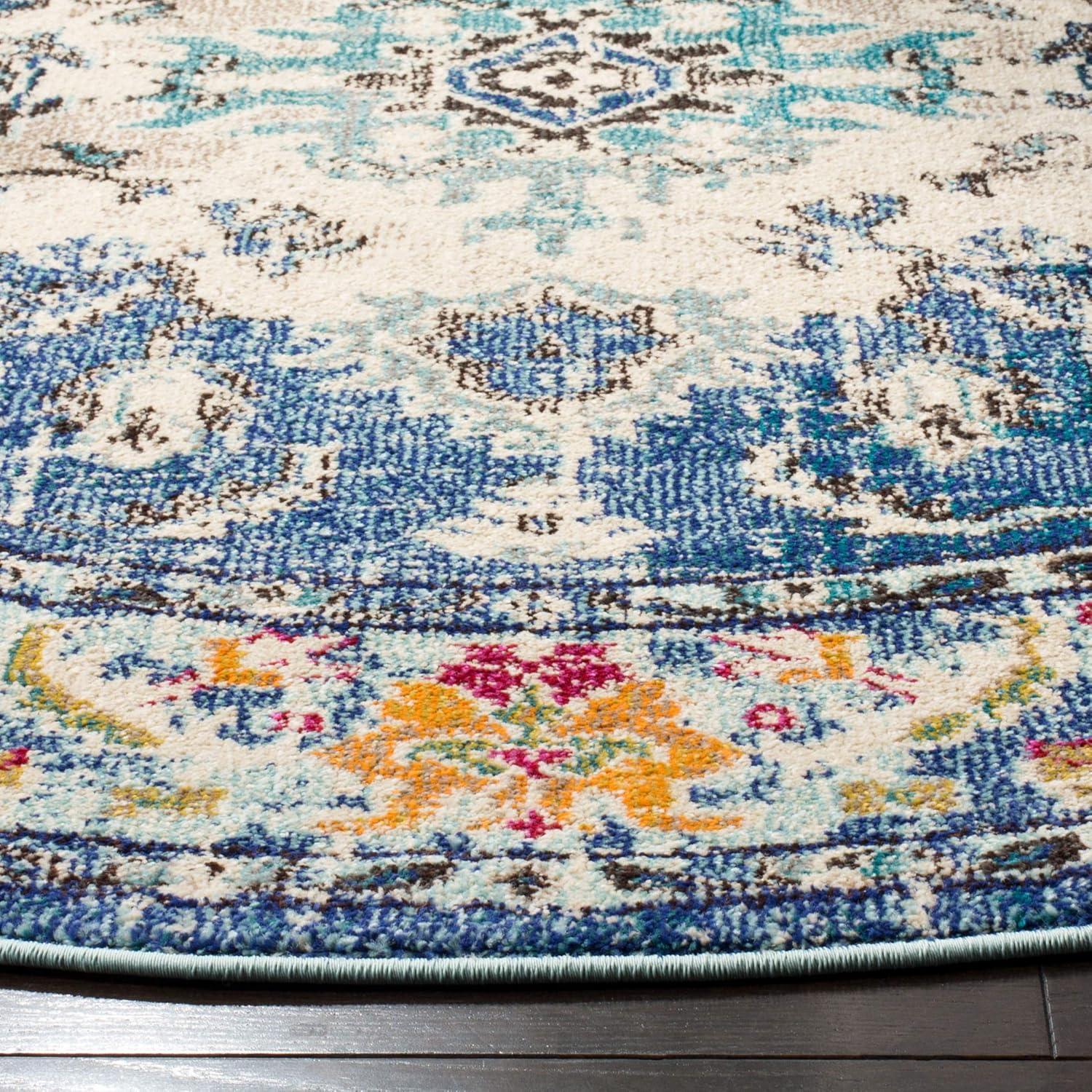 image:imageSAFAVIEH Monaco Collection Area Rug 8 x 11 Violet amp Light Blue NonShedding amp Easy to Clean Distressed Medallion Design Ideal for Living Room Bedroom Dining Space MNC243LNavyLight Blue