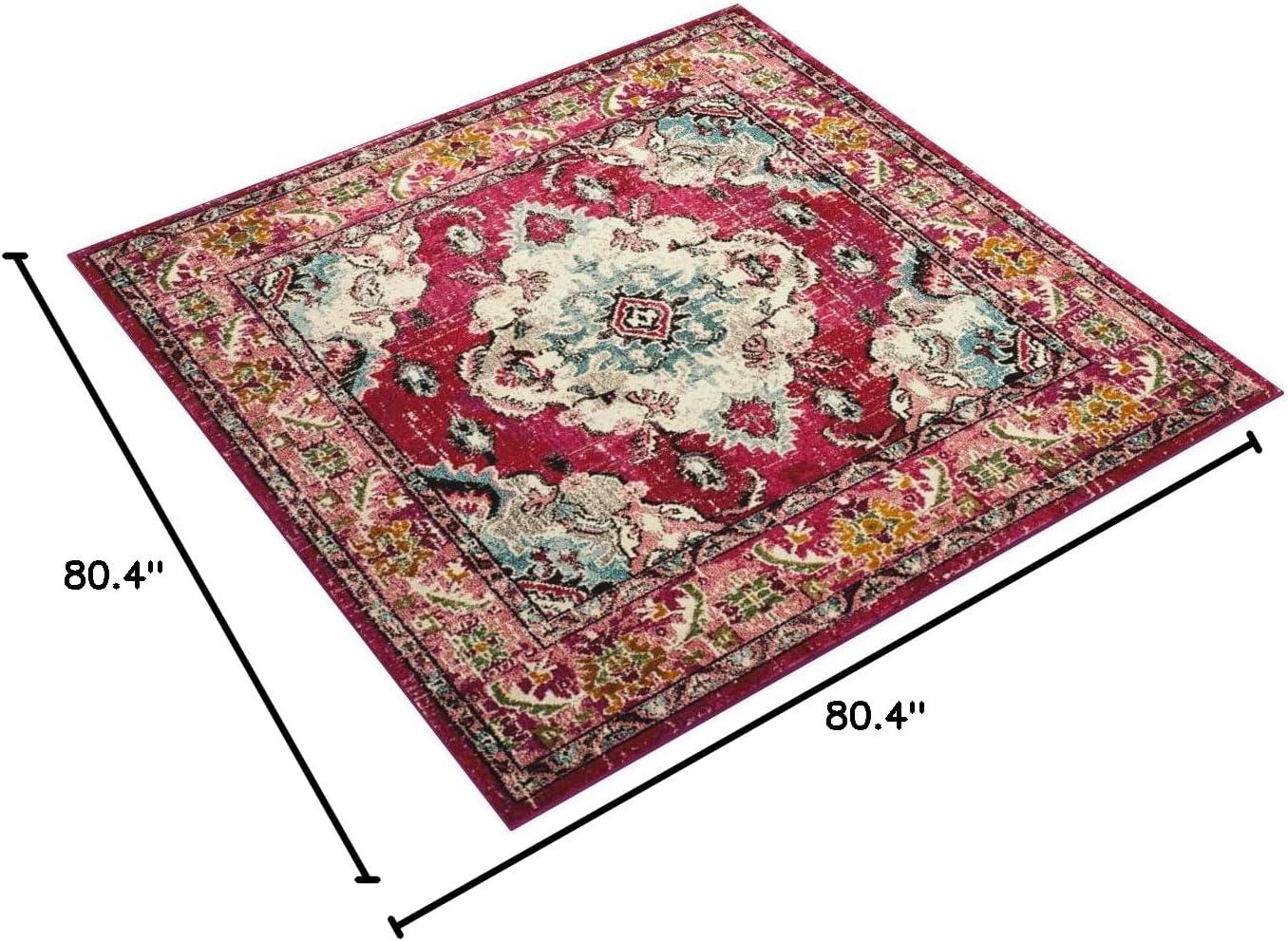 image:imageSAFAVIEH Monaco Collection Area Rug 8 x 11 Violet amp Light Blue NonShedding amp Easy to Clean Distressed Medallion Design Ideal for Living Room Bedroom Dining Space MNC243LPinkMulti
