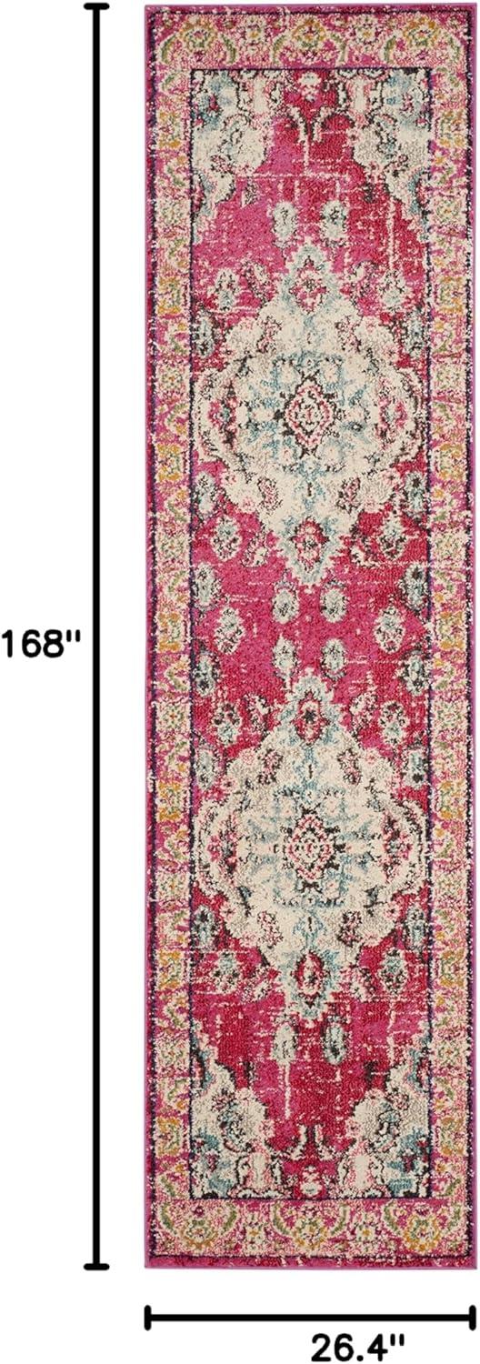 image:imageSAFAVIEH Monaco Collection Area Rug 8 x 11 Violet amp Light Blue NonShedding amp Easy to Clean Distressed Medallion Design Ideal for Living Room Bedroom Dining Space MNC243LPinkMulti