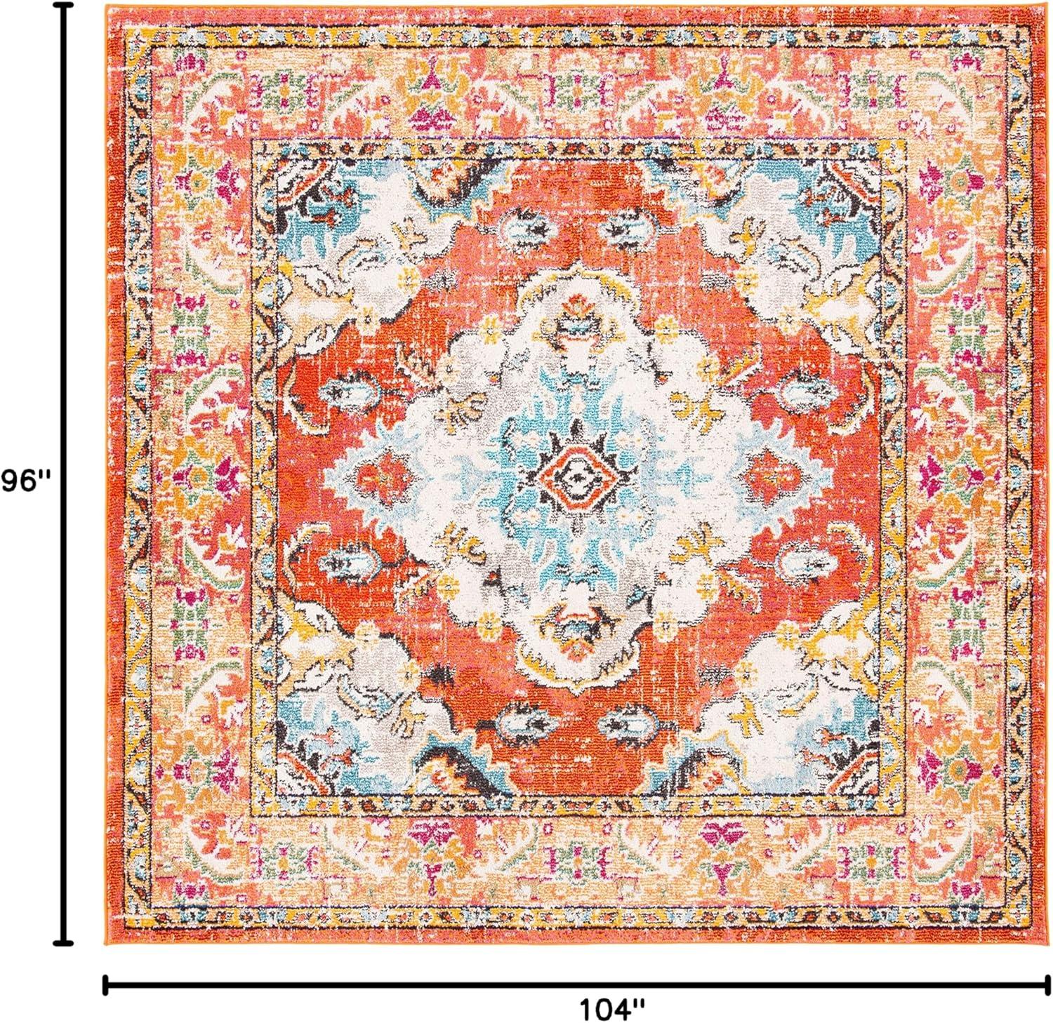 image:imageSAFAVIEH Monaco Collection Area Rug 8 x 11 Violet amp Light Blue NonShedding amp Easy to Clean Distressed Medallion Design Ideal for Living Room Bedroom Dining Space MNC243LOrangeLight Blue