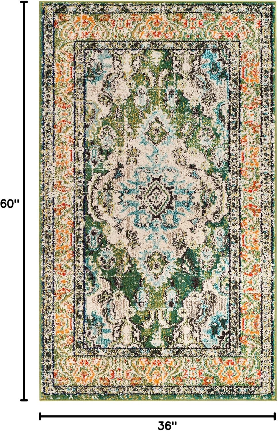 image:imageSAFAVIEH Monaco Collection Area Rug 8 x 11 Violet amp Light Blue NonShedding amp Easy to Clean Distressed Medallion Design Ideal for Living Room Bedroom Dining Space MNC243LForest GreenLight Blue