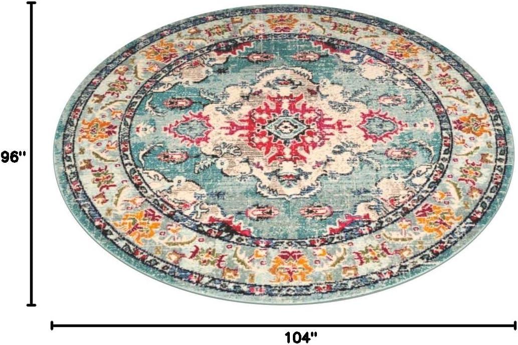 image:imageSAFAVIEH Monaco Collection Area Rug 8 x 11 Violet amp Light Blue NonShedding amp Easy to Clean Distressed Medallion Design Ideal for Living Room Bedroom Dining Space MNC243LLight BlueFuchsia