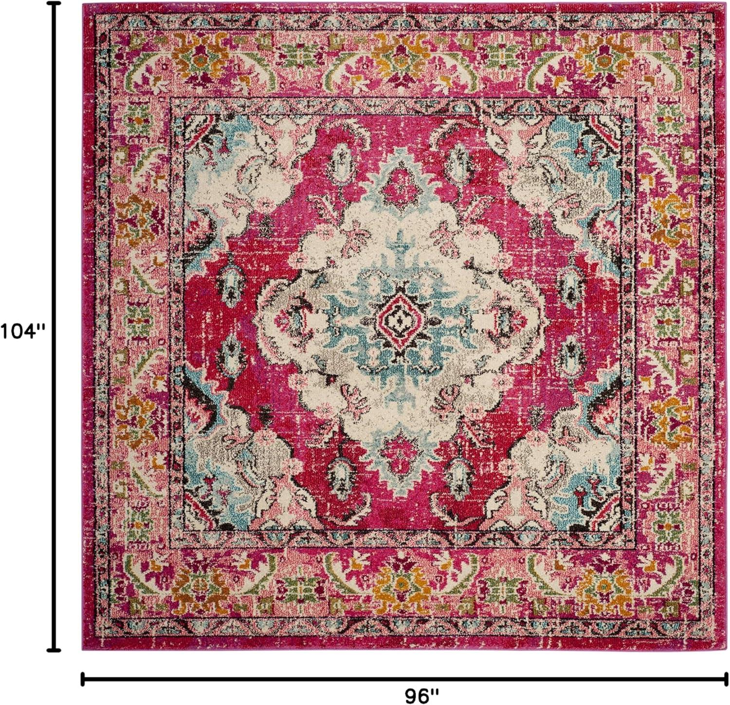 image:imageSAFAVIEH Monaco Collection Area Rug 8 x 11 Violet amp Light Blue NonShedding amp Easy to Clean Distressed Medallion Design Ideal for Living Room Bedroom Dining Space MNC243LPinkMulti