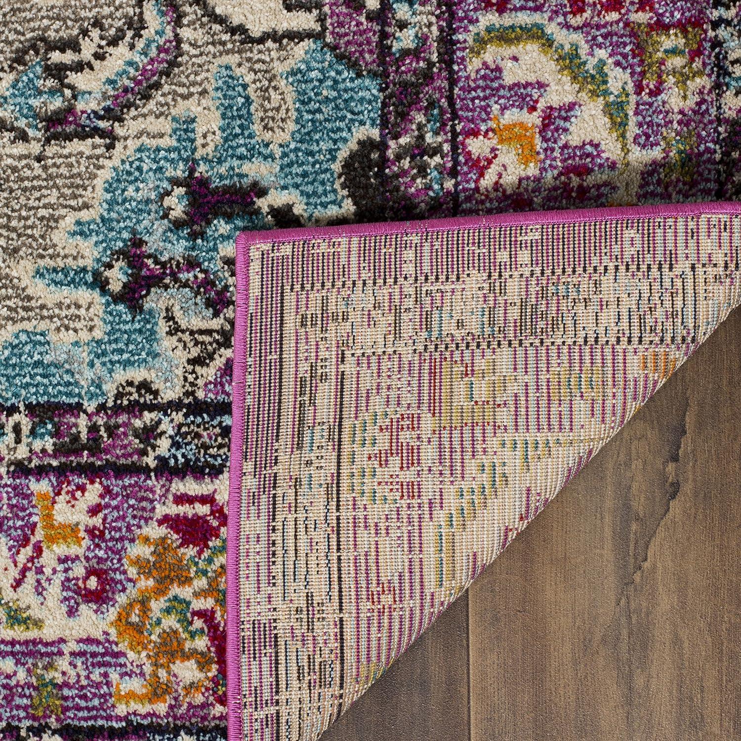 image:imageSAFAVIEH Monaco Collection Area Rug 8 x 11 Violet amp Light Blue NonShedding amp Easy to Clean Distressed Medallion Design Ideal for Living Room Bedroom Dining Space MNC243LVioletLight Blue