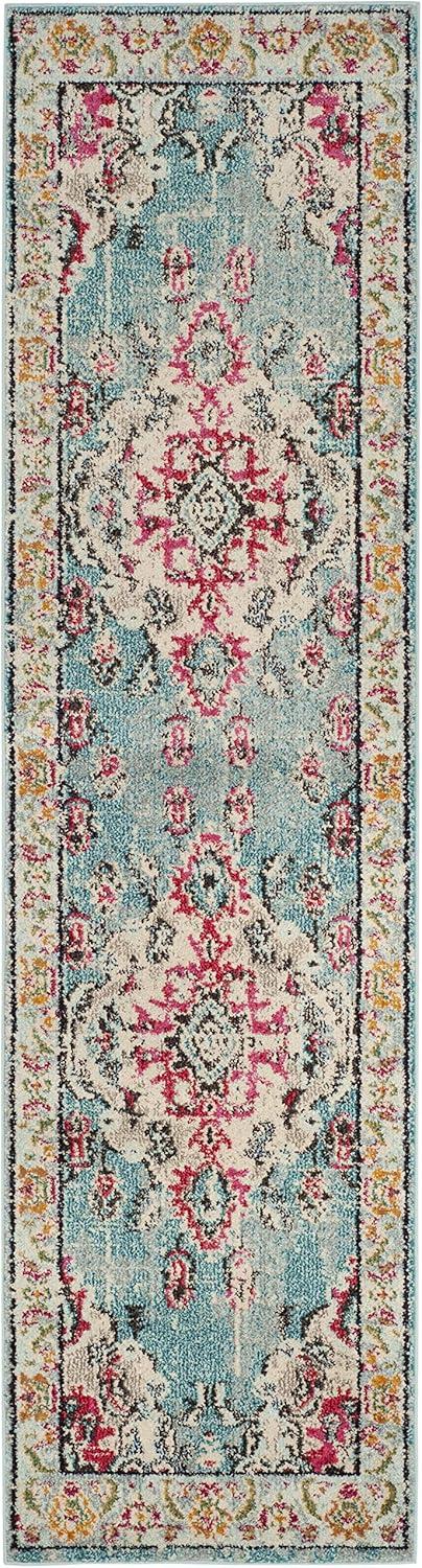 image:imageSAFAVIEH Monaco Collection Area Rug 8 x 11 Violet amp Light Blue NonShedding amp Easy to Clean Distressed Medallion Design Ideal for Living Room Bedroom Dining Space MNC243LLight BlueFuchsia