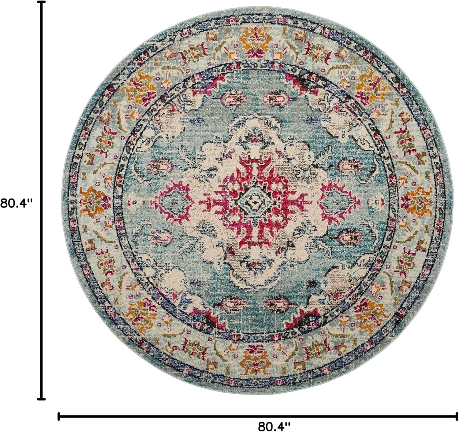 image:imageSAFAVIEH Monaco Collection Area Rug 8 x 11 Violet amp Light Blue NonShedding amp Easy to Clean Distressed Medallion Design Ideal for Living Room Bedroom Dining Space MNC243LLight BlueFuchsia