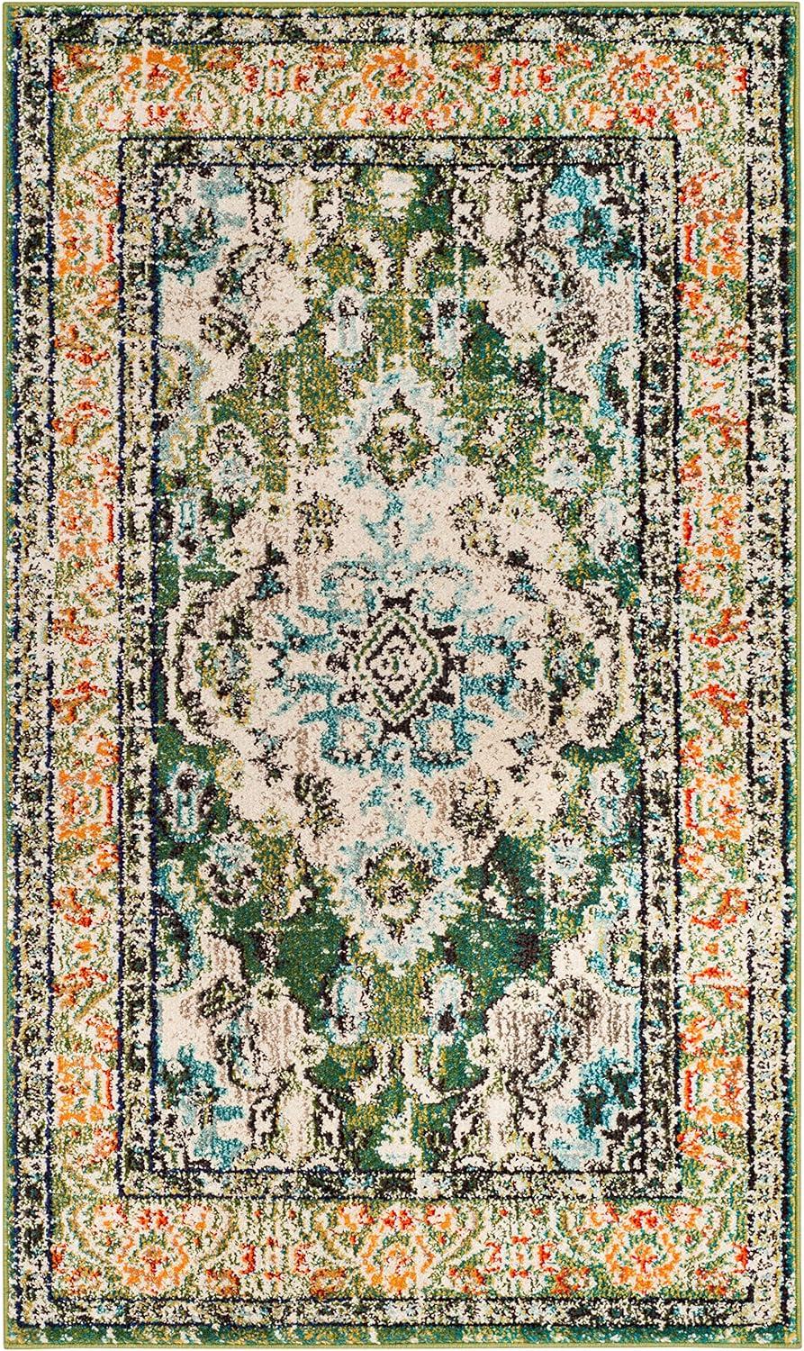 image:imageSAFAVIEH Monaco Collection Area Rug 8 x 11 Violet amp Light Blue NonShedding amp Easy to Clean Distressed Medallion Design Ideal for Living Room Bedroom Dining Space MNC243LForest GreenLight Blue